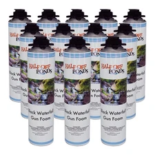 12 Pack Waterfall Gun Foam 24oz – Black Expanding Pond & Rock Sealant Cans