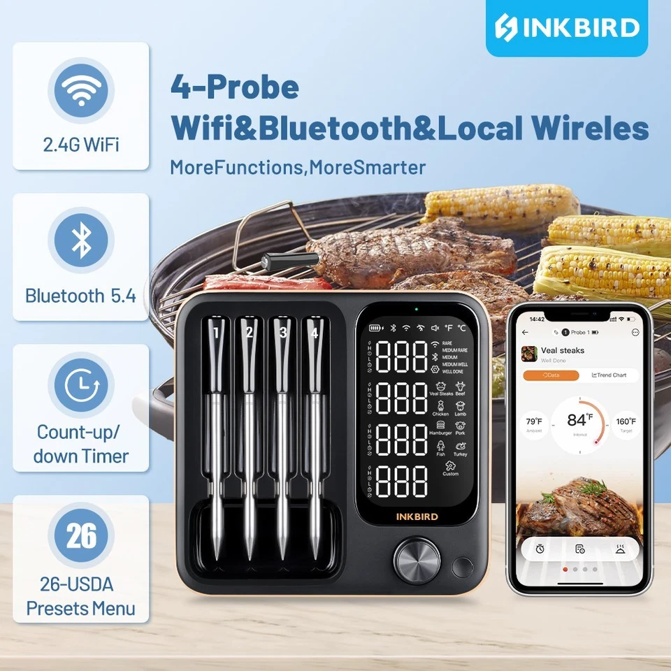 INKBIRD Cucina Termometro Wireless BBQ Termometro Carne Grill Glove Oven Mitts - Immagine 2 di 4