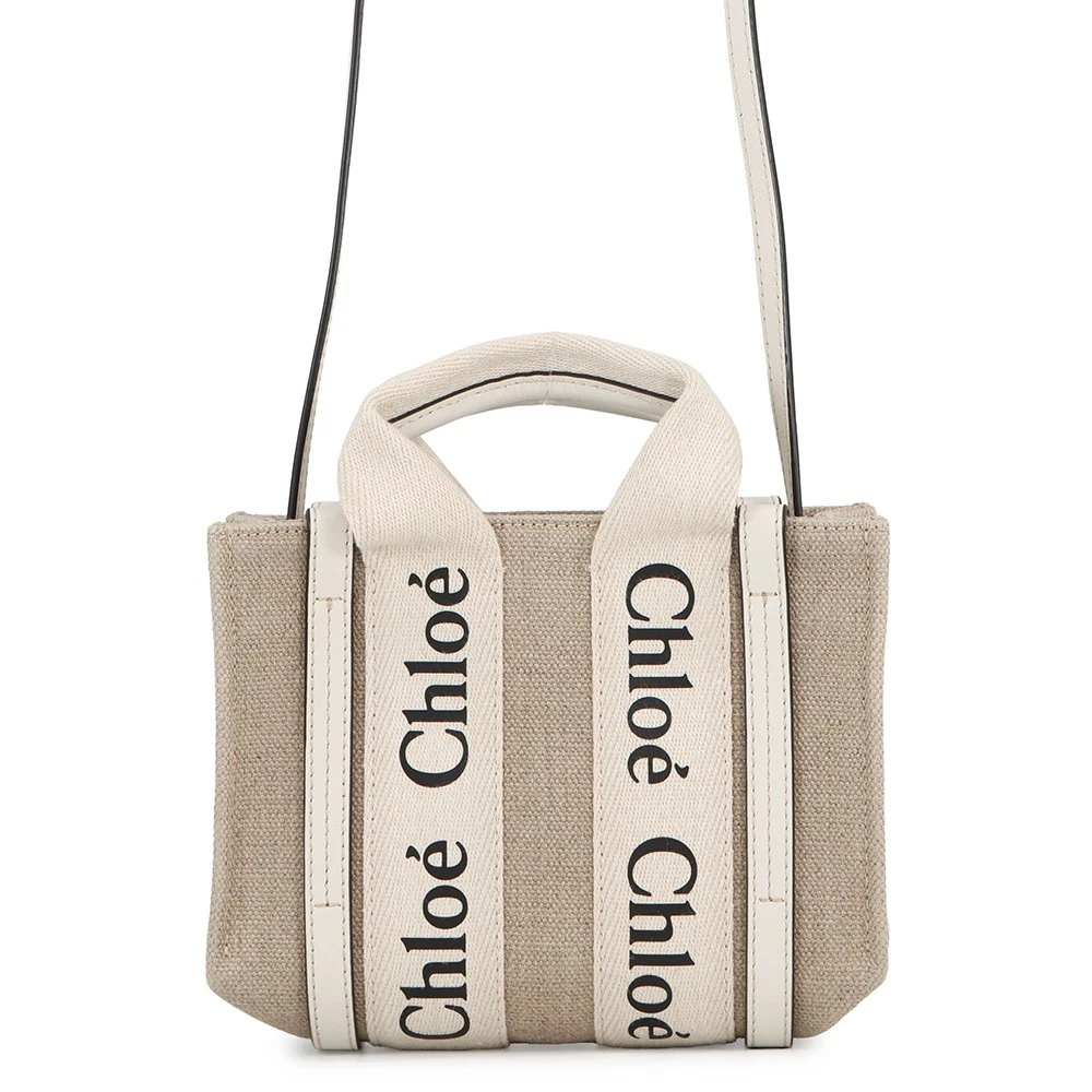 Chloe — Chloe Woody 2WAYBag Size Mini Canvas/Leather Beige/White CHC22AP237I26101
