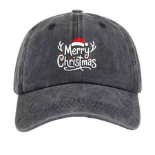 Merry Christmas Hat Washed Baseball Cap Holiday Santa Reindeer Festive Gift