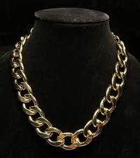 Vintage Chunky Gold Tone Chain Necklace Statement Link Collar Retro