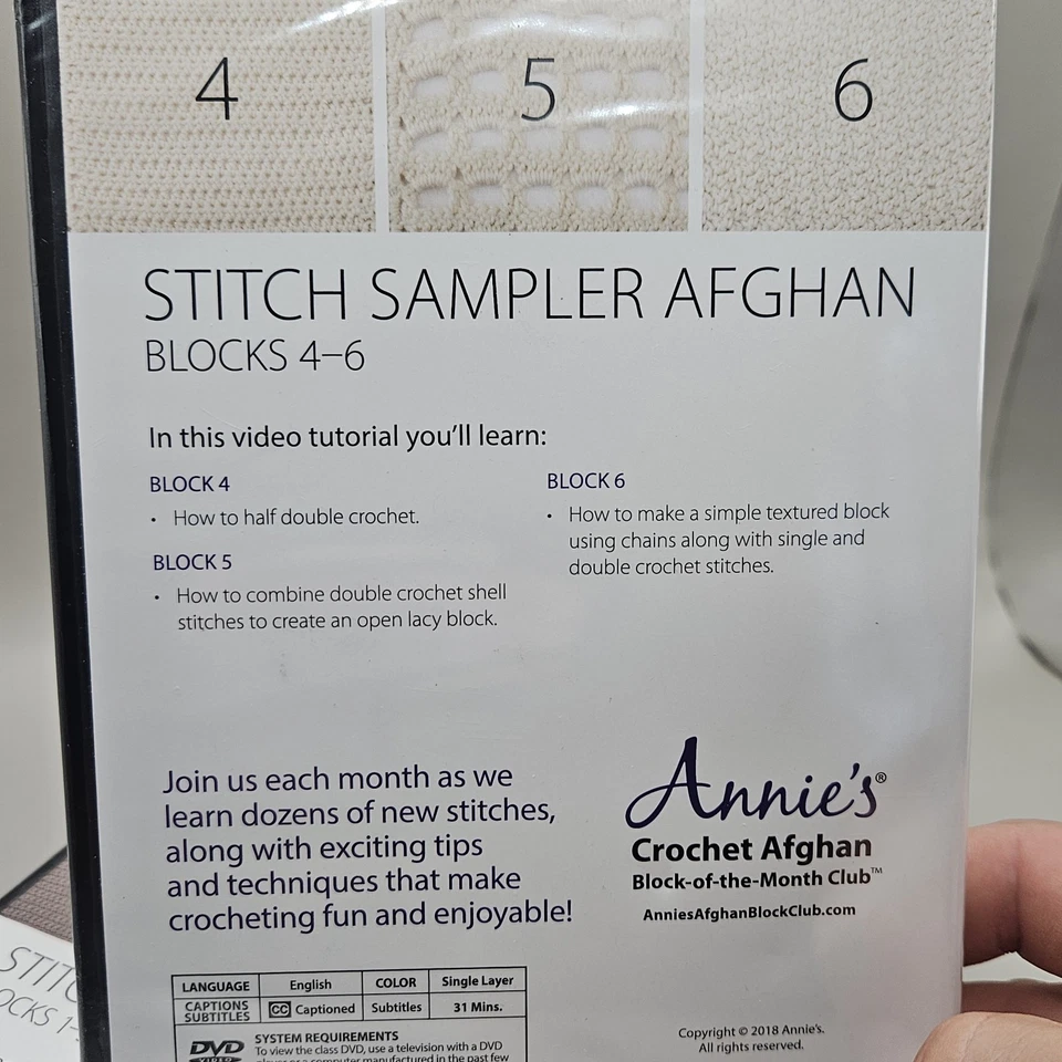 Annie’s Crochet Club Stitch Sampler Afghan 2 DVD Lot Sealed Brand New Beginners  - Image 3 of 3