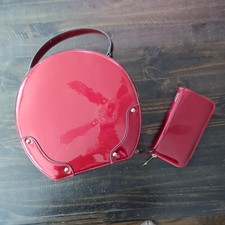 Travel Case Round Hat Suitcase Bag Red Train Trunk MCM Vintage Look