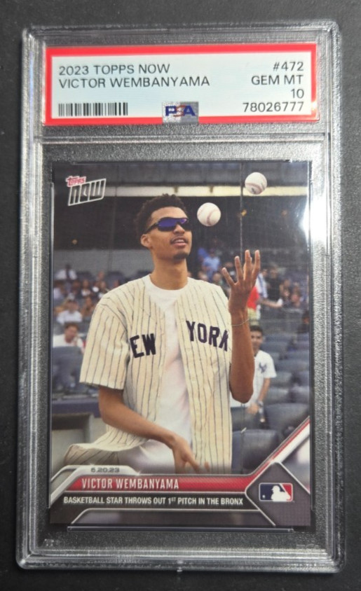 2023 Topps Now Victor Wembanyama 1st Pitch Rookie Card #472 PSA 10 GEM MINT view 1