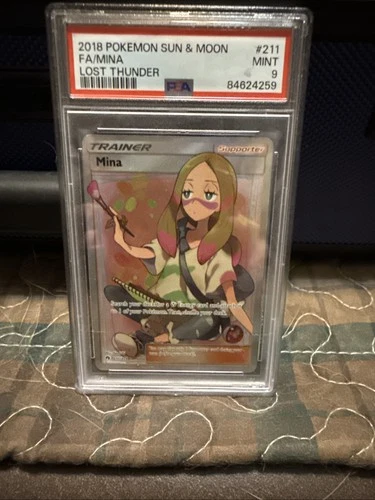 2018 Pokémon Sun & Moon FA Mina Lost Thunder Ultra Rare 211/214 PSA 9 Mint