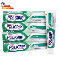 Super Poligrip Zinc Free Denture and Partials Adhesive Cream, 2.4 Ounce (Pack of