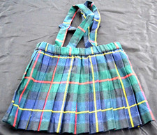 Vintage ALYSSA Little Girls Skirt 3T Blue Plaid Pleated Jumper 100 Acrylic