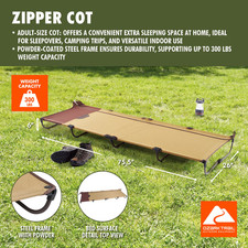 Ozark Trail Zipper Cot Heavy Duty Camping Bed Foldable