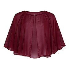 Soft Wedding Wrap Evening Sheer Chiffon Cover Up Cape Shawl One Size Wine Red