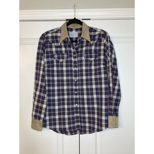 Tru West Rockmount Ranch Wear Mens Pearl Snap Shirt Size S Plaid Vintage USA