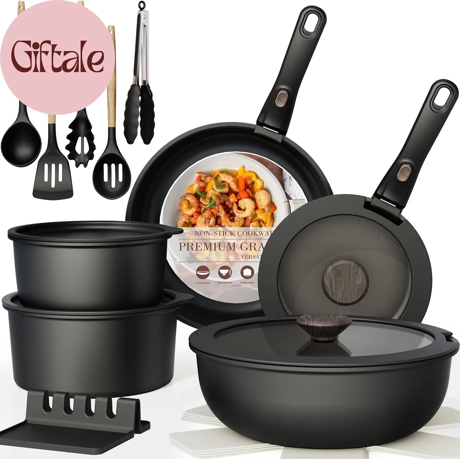 21 Pcs Pots and Pans Set Non Stick, Ceramic Cookware Set Detachable Handle, RV K
Opens in a new wind