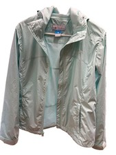 Columbia Hooded Zip Windbreaker Jacket Light Blue Women's Size M