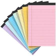 5x8 Perfoed Note Pads, 7 Pack Lined Paper, Study Office Use, Multicolor