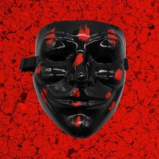 Black and Red Paint Splash Anonymous Hacker Halloween Costume Cosplay Mask
