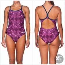 Arena Origami Light Drop Back 1 PC Swimsuit Plum/Navy Size 26