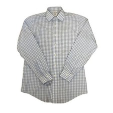 Brooks Brothers Blue Plaid Non-Iron Supima Long Sleeve Men's Shirt 15-34