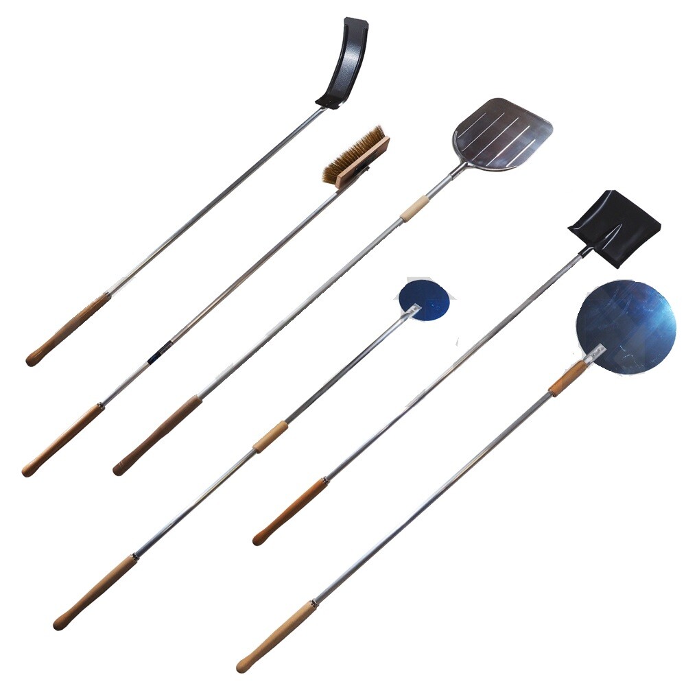 KIT PALE/set pala PER PIZZA FORNO A LEGNA 6 PEZZI MANICO SCORREVOLE PIZZE FORNI