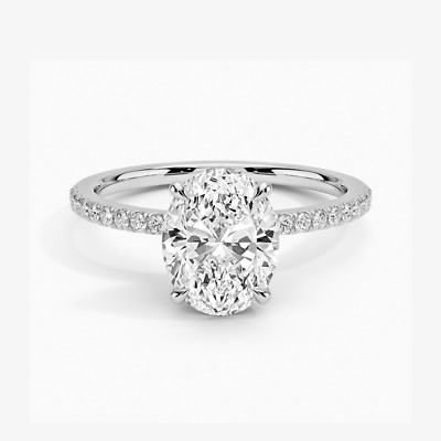 2 Ct Oval Cut Moissanite Solitaire Engagement Ring 14k White Gold