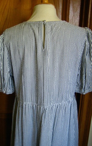 Grey White Striped Cotton Seersucker MARKS & SPENCER Summer Dress - 16R - BNWOT - Picture 9 of 12