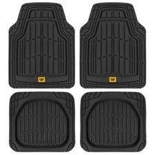 Cat Black 4pc All Weather Car Floor Mats Liners Heavy Duty Rubber Deep Dish