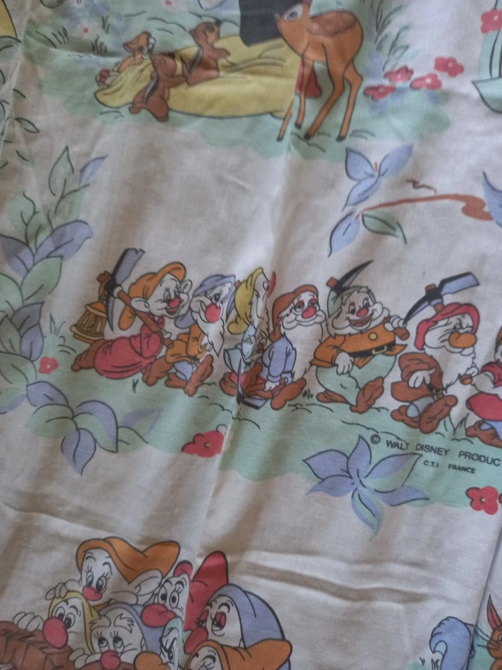 VINTAGE DRAP PLAT Enfant Blanche-Neige Et Les Sept Nains Disney - Photo 4/4