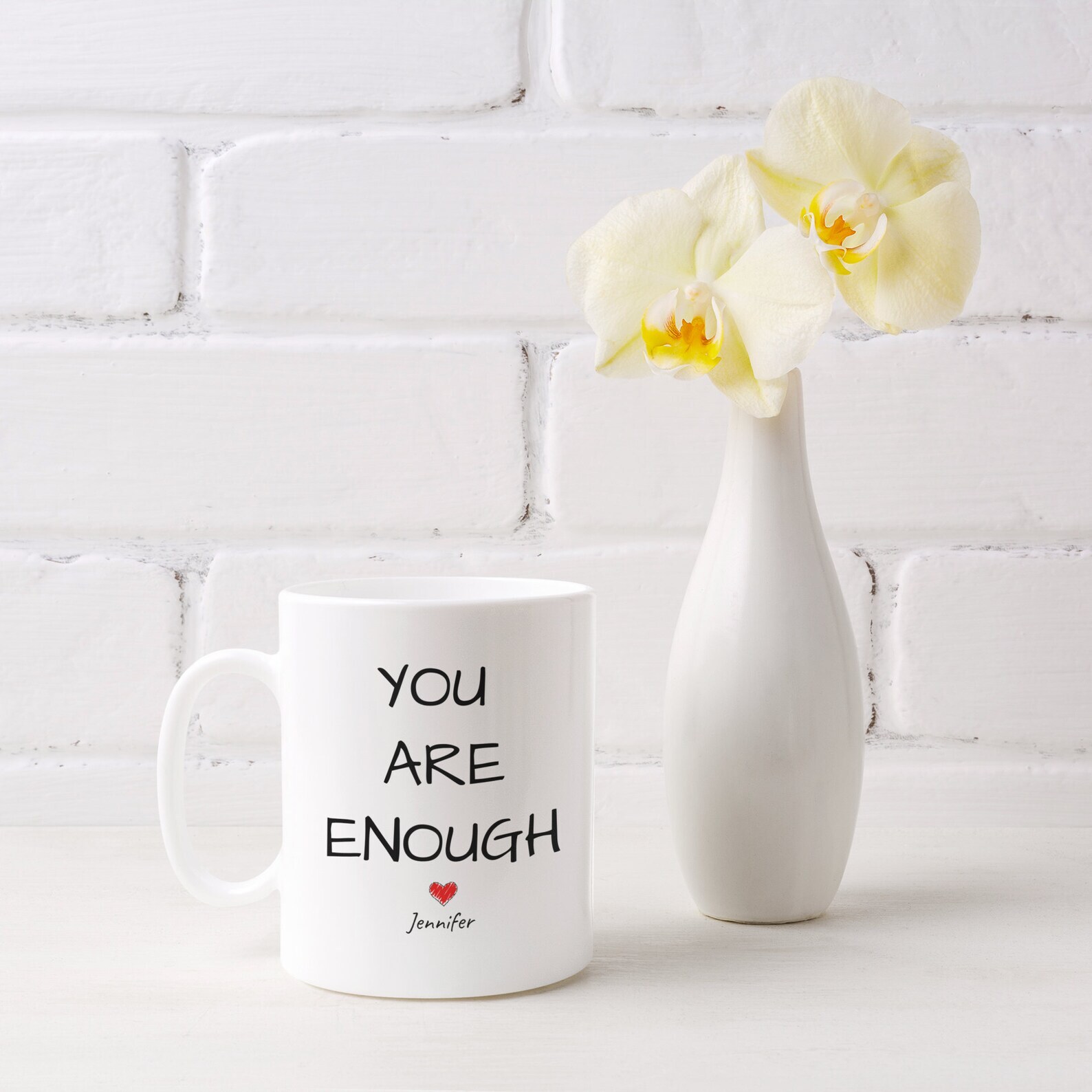 You Are Enough Inspirational Coffee Mug  Motivational Mug White Two Two Tone