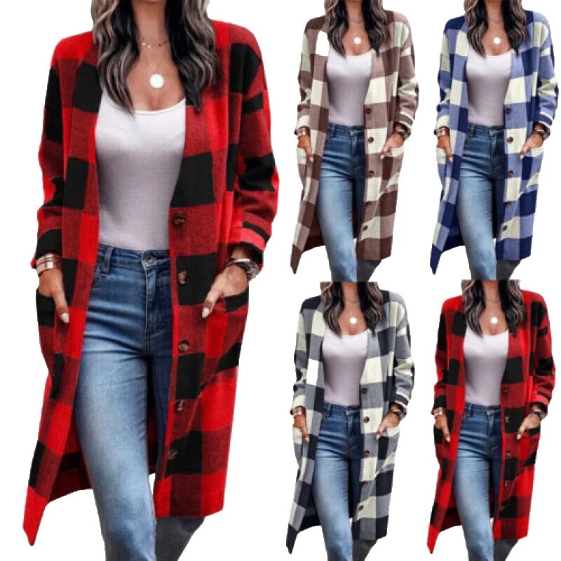 Plaid Trench Coats Casual abrigos, chaquetas y chalecos para Mujeres