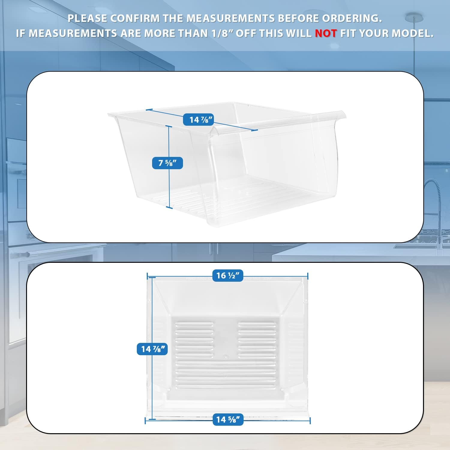 Upgraded Lifetime Appliance 2188661 Upper Crisper Bin Compatible with Whirlpool Refrigerators