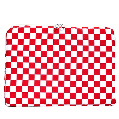 Checkerboard Handheld Laptop Bag Shockproof Soft Dual Zipper Puffy Laptop Sleeve - Photo 7/15