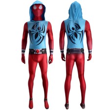 2021 Scarlet Spiderman Jumpsuit Spider-man Cosplay Costume Suit Halloween Adult