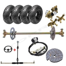 29" Go Kart Rear Axle Kit Wheels Sprocket Hub Front Steering Assembly ATV Quad
