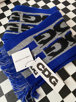 CDG Logo Check Scarf Blue | eBay