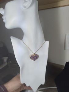 BIG 14K Amethyst Cluster Heart Pendant