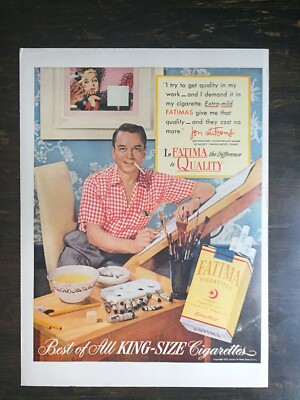 Vintage 1952 Fatima Cigarettes Jon Whitcomb Full Page Original Ad 622