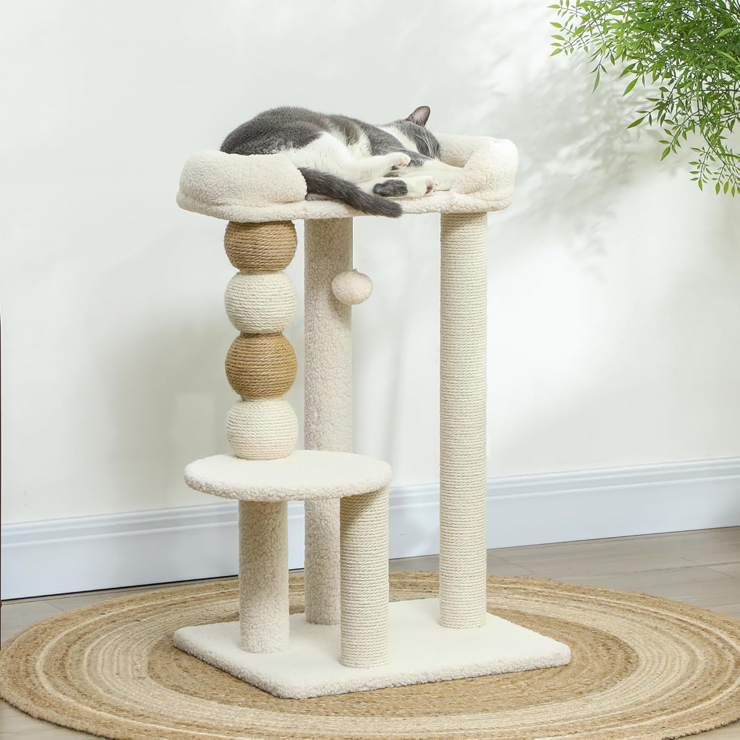 Albero Tiragraffi per Gatti con Pallina Giocattolo, Piattaforma e Lettino Superi foto 2
