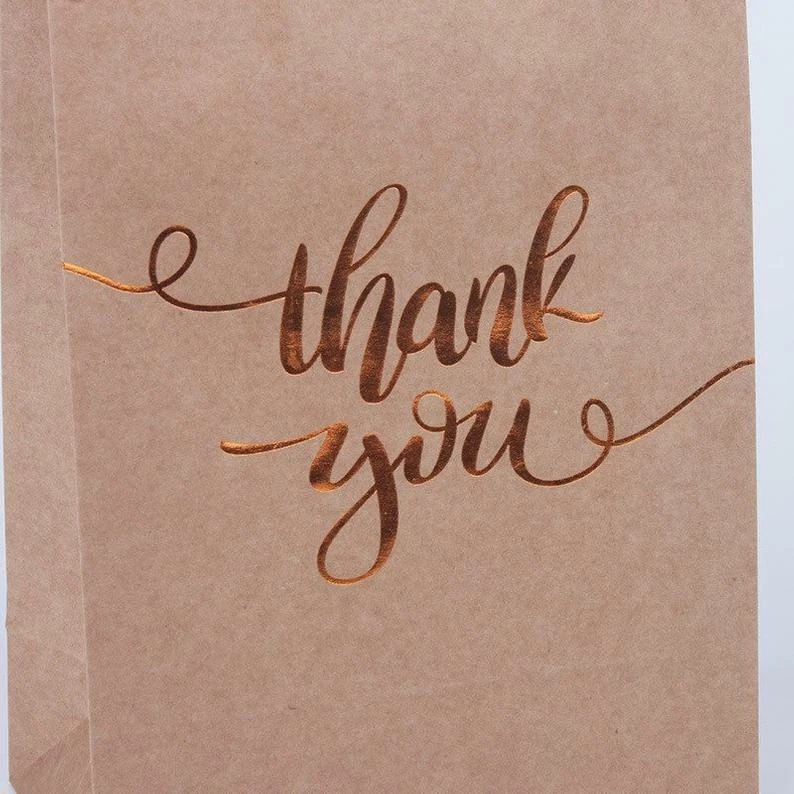60x Bolsa de regalo de agradecimiento de papel kraft bolsa de regalo de boda bolsa de negocios Foto 3 de 4