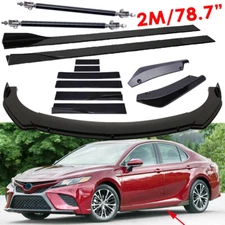 Front Bumper Lip Splitter 78.7" Side Skirt Strut Rods Body For Toyota Camry L LE