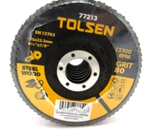 Tolsen 80 Grit Flap Disc 4-1/2" x 7/8" For Steel Wood 10 Pack Grinding Sanding
