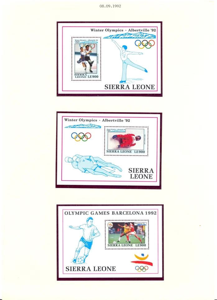 SIERRA LEONE 1992 OLYMPICS - 12 STAMPS + 3 BLOCKS --** MNH VF  - Image 2 of 2