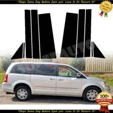 Fits 2008-2020 Dodge Grand Caravan 10PC GLOSS BLACK Pillar Post Trims Covers