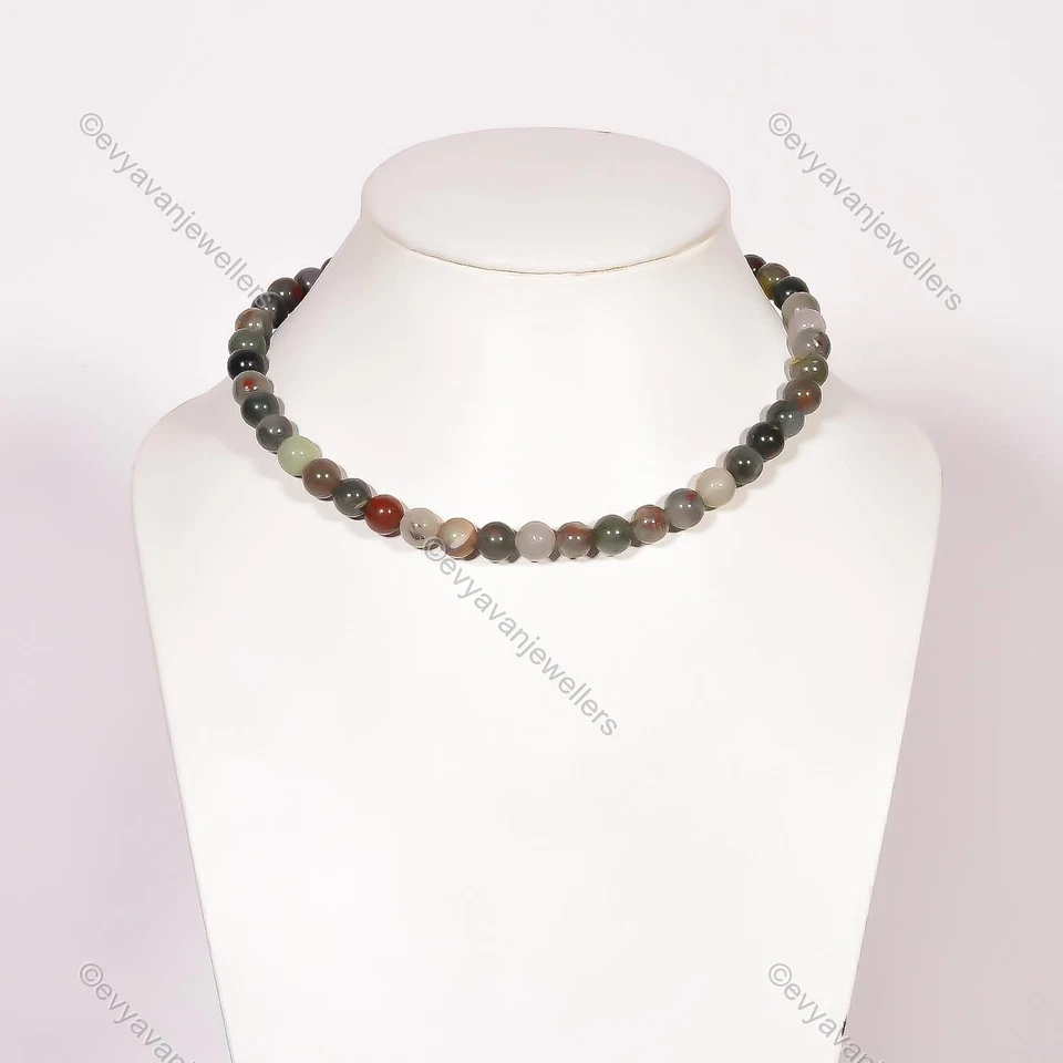 Collar de plata 925 con cuentas de boda de piedras preciosas de sangre rojas de marzo de Halloween Foto 4 de 4