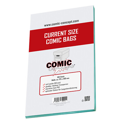 Comic Concept Current Size Bags (175 x 269 mm) 100 Hüllen mit Lasche