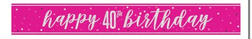 Pink 40th Birthday Decorations Party Bunting Silver Balloons Banners Candles - Picture 4 of 25