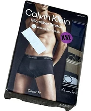 Calvin Klein Mens Classic Fit Microfiber Stretch Low Rise Trunks 3-Pack Size 2XL