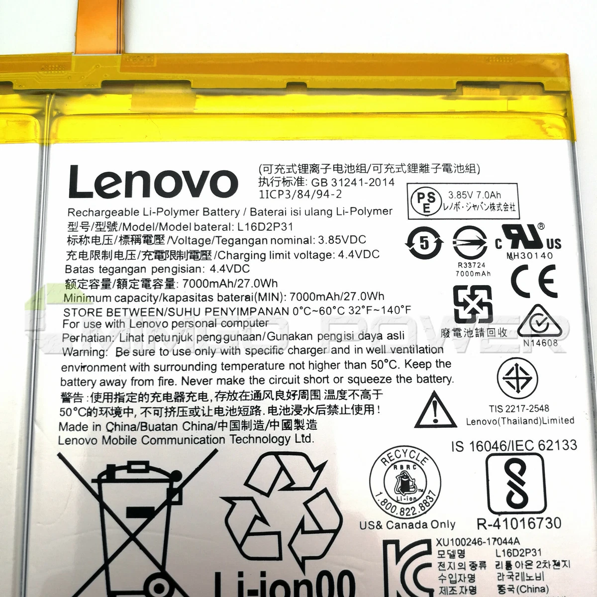 New Genuine L16D2P31 OEM Battery for Lenovo Tab 4 10 TB-X704F TB
