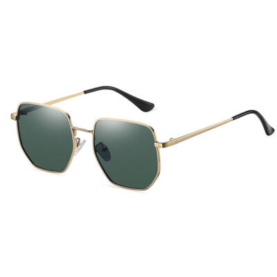Hexagon Polarized Sunglasses Retro Square Metal Frame Sun  display picture 1