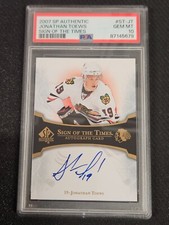 2007-08 SP AUTHENTIC JONATHAN TOEWS ST-JT SIGN OF THE TIMES ROOKIE AUTO PSA 10
