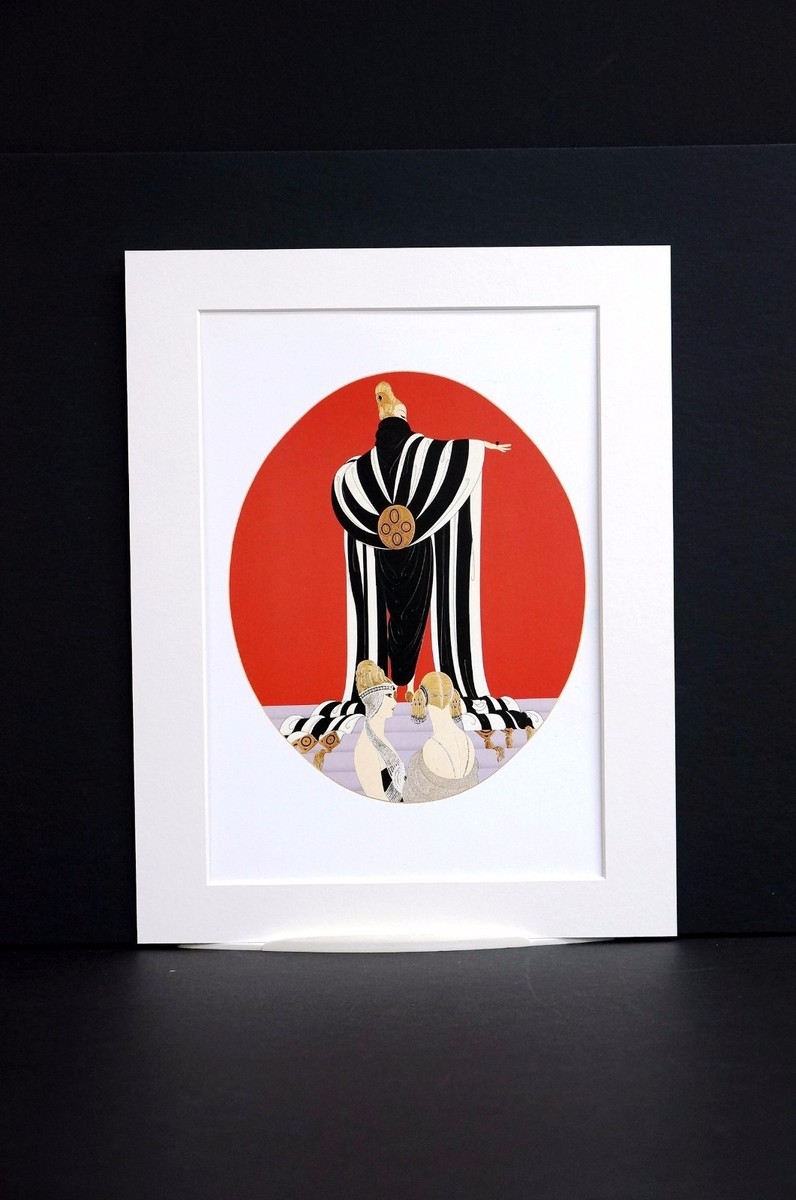 Erte 1987 MONACO FASHION SHOW Black and White Opera Cloak Art Deco