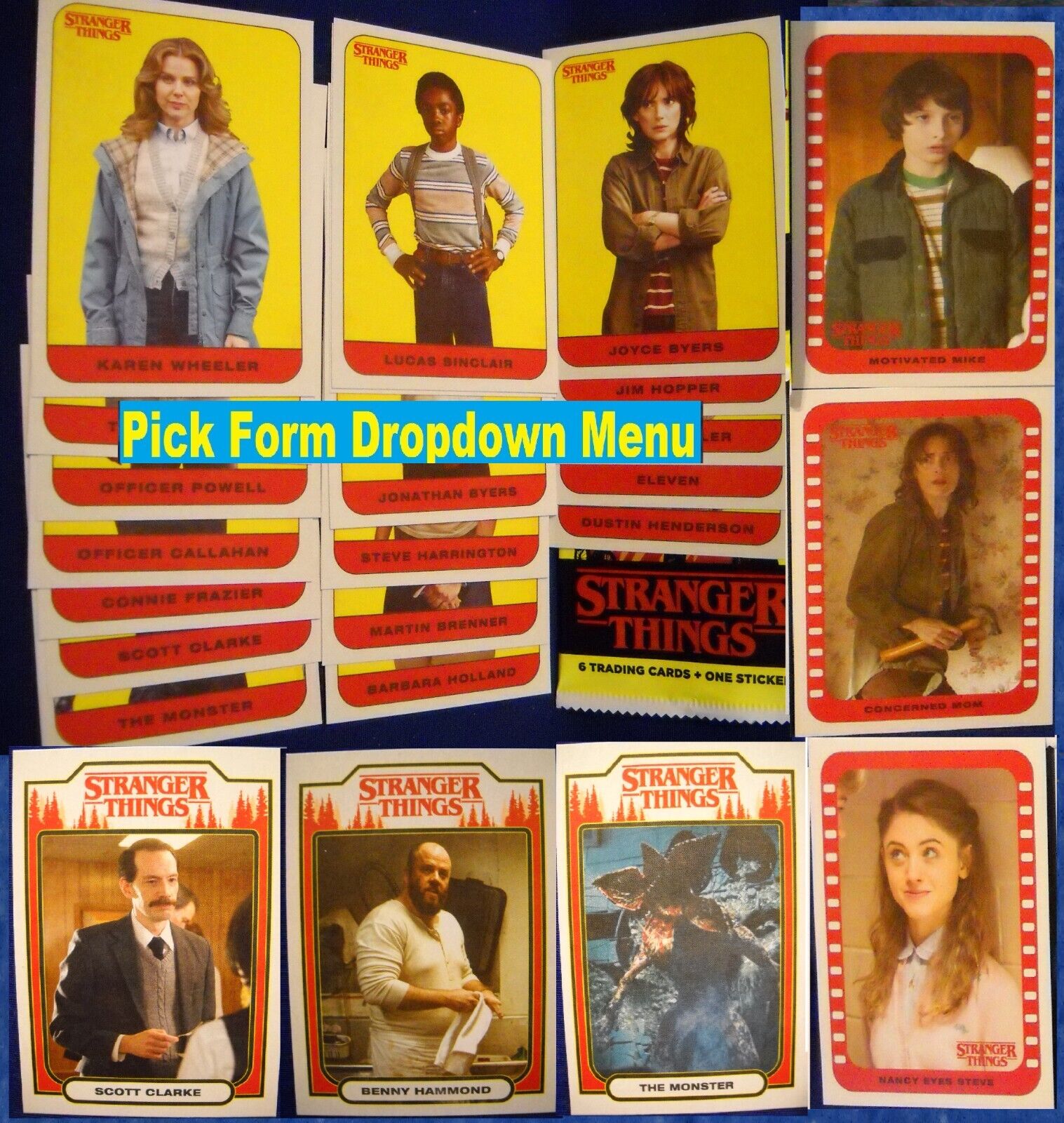 STRANGER THINGS Character Card & Stickers WILL BYERS ST-7, 7 of 20 & 7 of  10