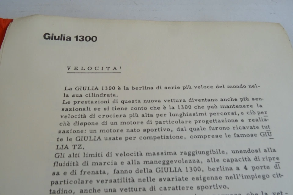 fogli informativi Alfa Romeo Giulia 1300 ripresa accelerazione - Immagine 3 di 4